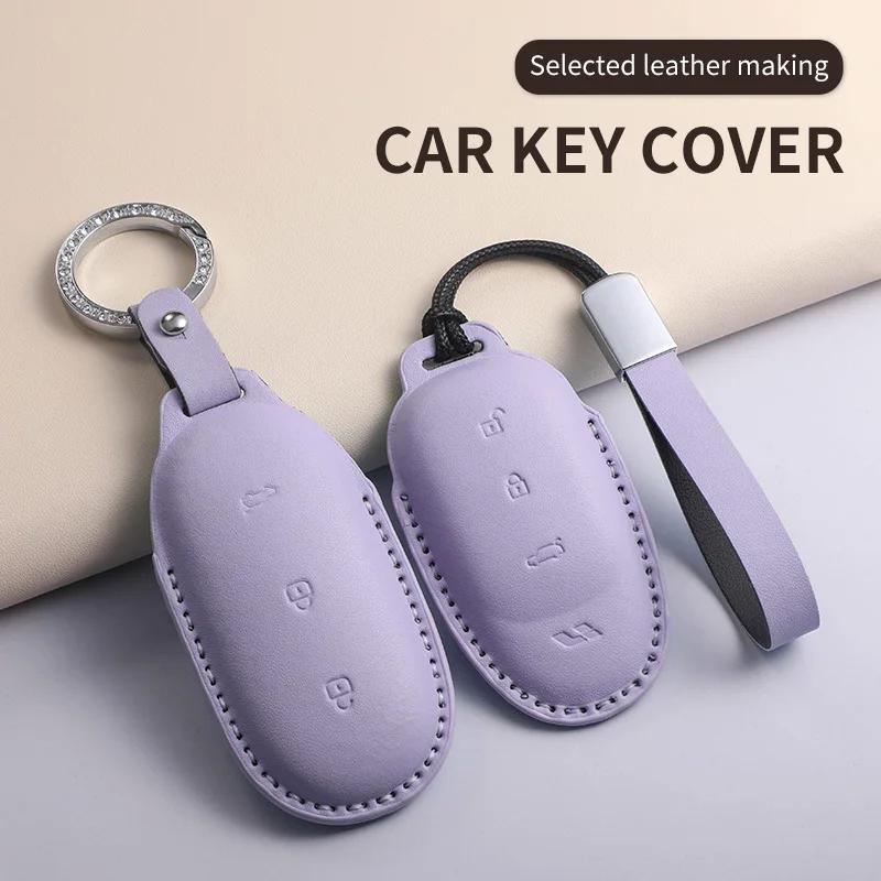 Pu Leather Car Key Case Cover For Lixiang L9 L8 L7 L6 Anti-Scratch Car Smart Remote Key Shell Protecter Decorative Accessories