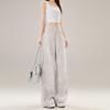 Leopard print design large size jeans women's summer new fashion loose and thin versatile straight wide-leg trousers