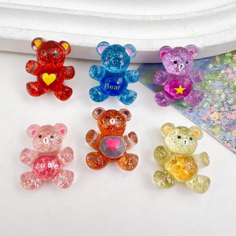 Cartoon Bear Resin Accessories: Handmade DIY Hair Pieces, Shoe Buckles, Hats, Keychains, Phone Cases, Ornaments