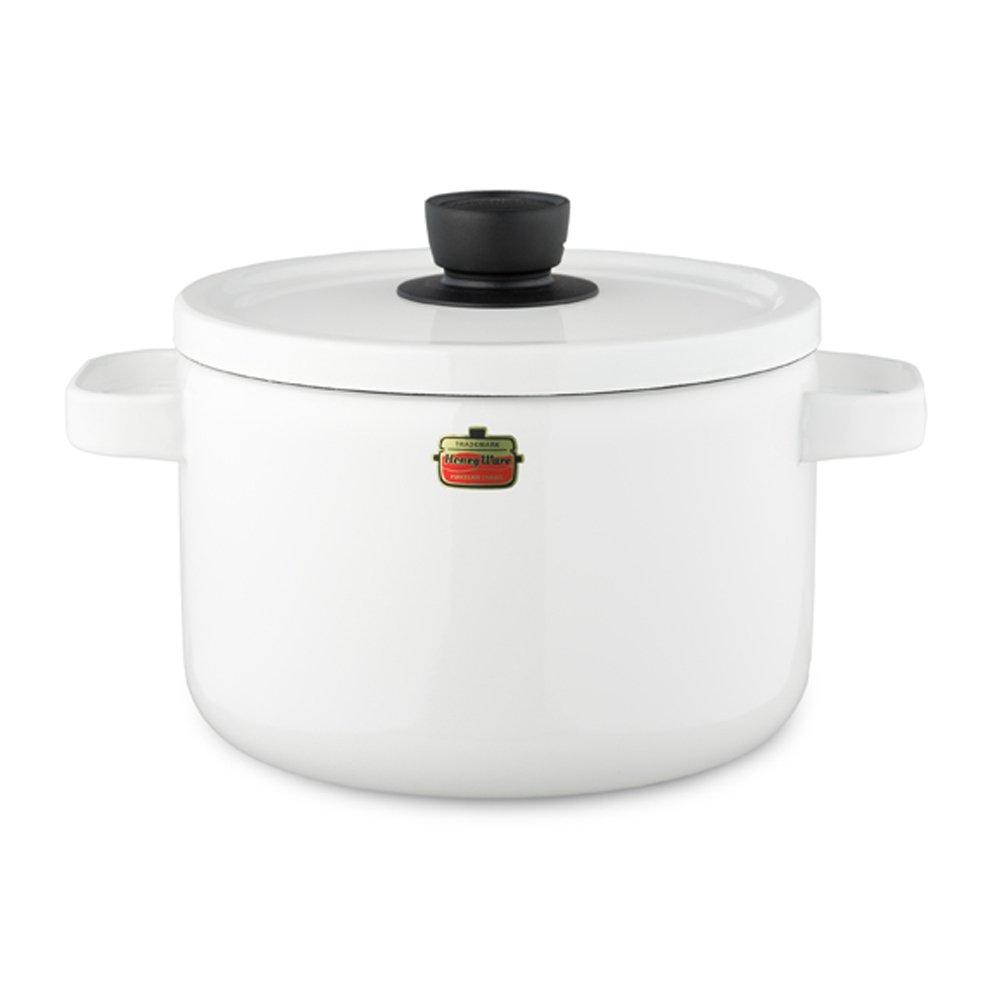 Эмалированная глубокая кастрюля Fuji, сплошная, 22 см, белая, SD-22DW-W