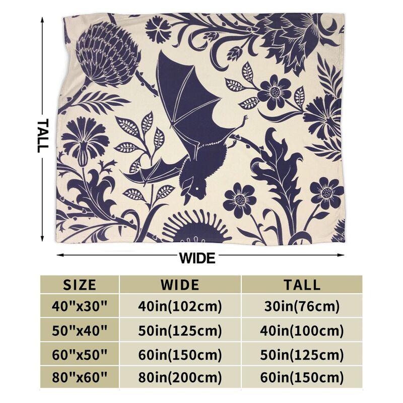 Halloween Bat Flower Throw Blanket Ultra Soft Cozy Warm Fleece Blankets Portable Lightweight Flannel Blanket for Bed Sofa
