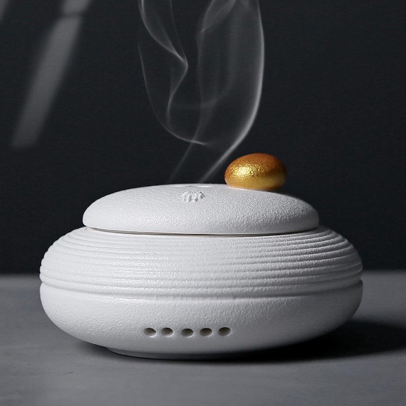 Coiled Ceramic Incense Burner: Chinese Style Water Mountain Aroma Holder for Indoor Use