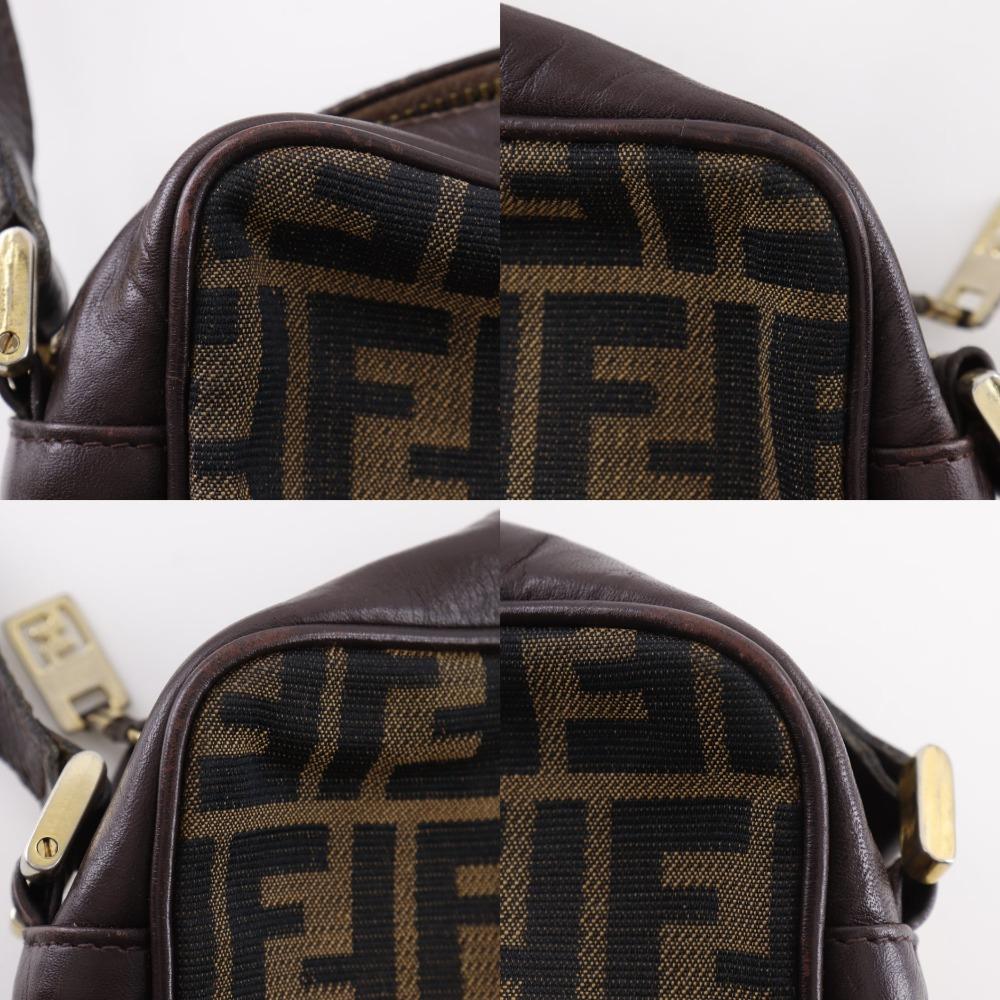 FENDI Zucca Shoulder Bag Brown Nylon canvas/leather Women Used