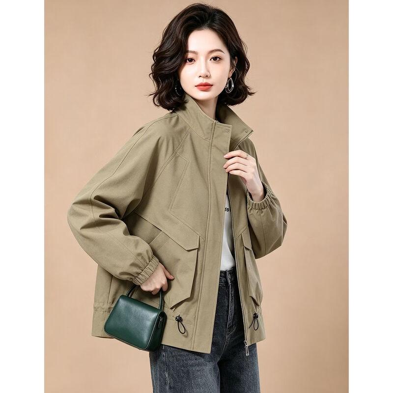 EST+II Women's Retro Utility Drawstring Stand-Collar Jacket
