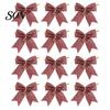 Luxury Style Christmas Tree Toppers Glitter Bow, Gold Sparkling Ribbon Hanging Ornament for Bow Decorations Wreath Gift Box, Festive