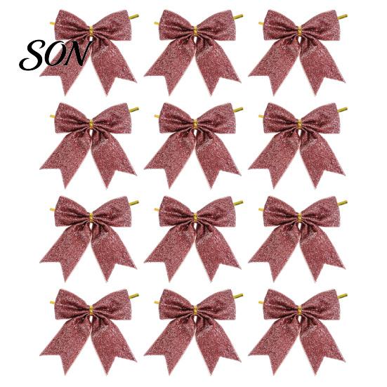 Luxury Style Christmas Tree Toppers Glitter Bow, Gold Sparkling Ribbon Hanging Ornament for Bow Decorations Wreath Gift Box, Festive