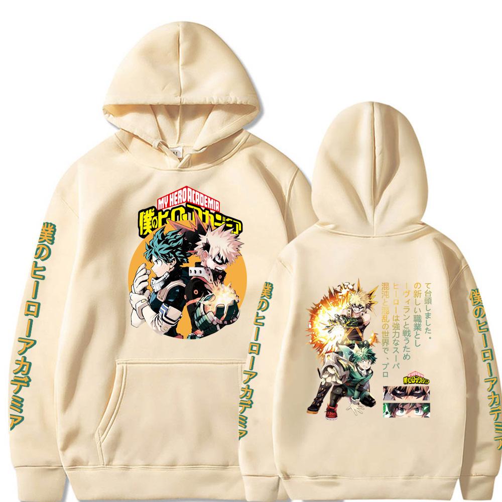 Hot Anime My Hero Academia Bakugou Katsuki And Midoriya Izuku Print Hooded Men Women Hoodies Harajuku Sweatshirt Male Streetwear XS