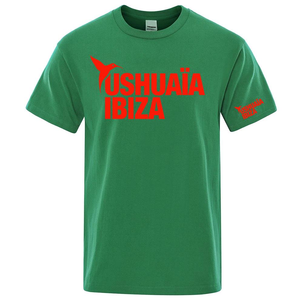Zcela nové 100% bavlněné tričko 2026 Unisex s potiskem loga Ushuaia Ibiza Jednobarevné Kulatý výstřih Krátký rukáv Prodyšné tričko