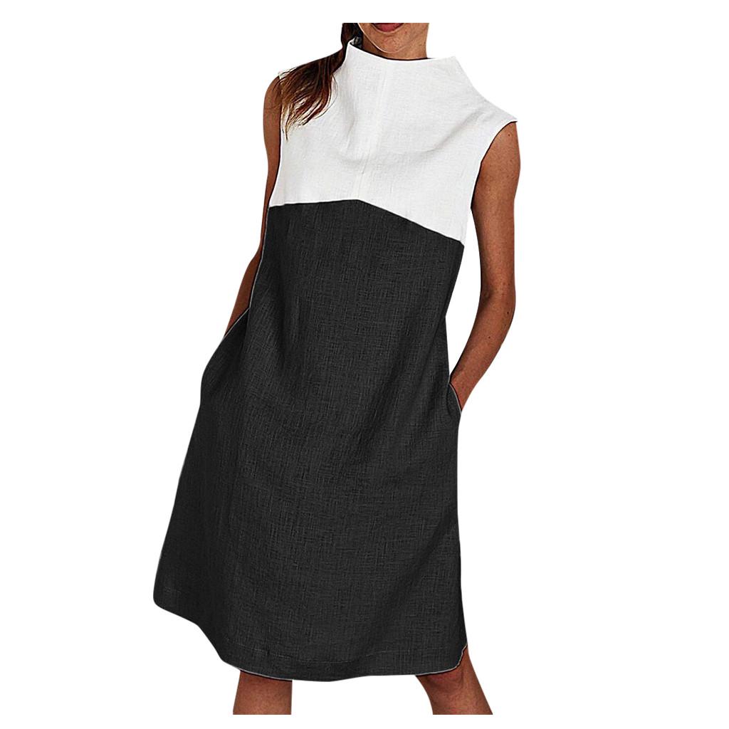 Womens Holiday O Neck Solid  Dress Ladies Summer  Dress