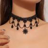 Gothic Punk Sexy Lace Black  Pendent Necklace For Women Teens Girls Rivet Flower Collar Necklace Rock Jewelry Gifts Party