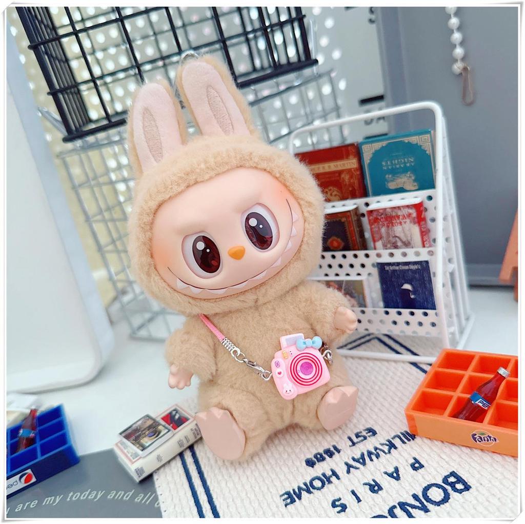 First, Second, and Third Generation Labubu Doll Clothes: 17cm Plush Onesie for 10cm Labubu Dolls, Cute Cartoon Design