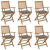 Folding Garden Chairs Set of 6 with Cushions Acacia Wood