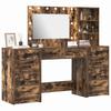 Makeup Table with Shelf 3 pcs Smoked Oak Wood Based Material