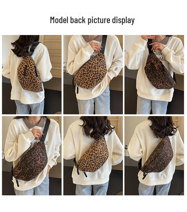 Leopard Print Large Capacity Canvas Crossbody Dumpling Bag - Casual Summer Shoulder Bag.