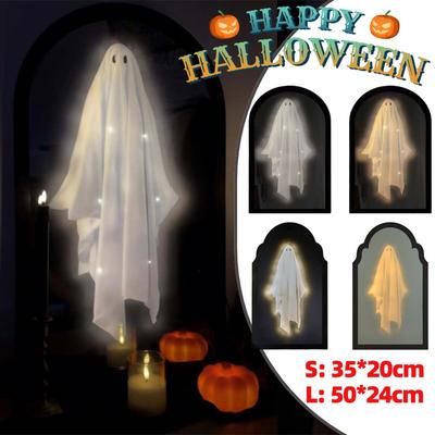 Halloween Ghost Mirror Night Light Happy Halloween Creepy Eyes Ghost Mirror with LED Lamp Gothic Decoration Haunted House Props