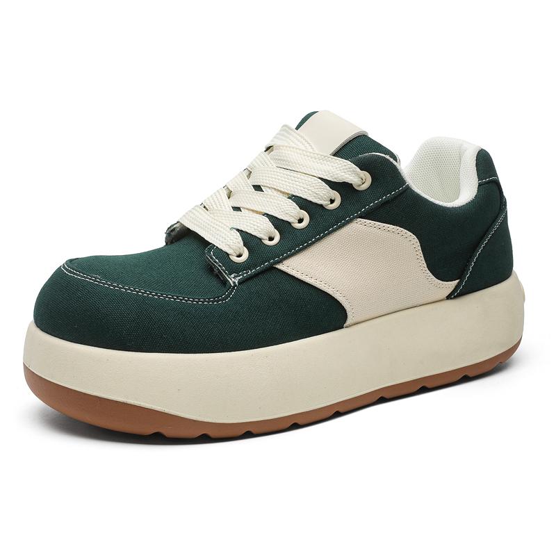 

Модные кроссовки на толстой подошве для пап и мам 2025 Лето Осень На шнуровке Массивные кроссовки Повседневная обувь для скейтборда Смешанные цвета Спортивная обувь 39 зелёный