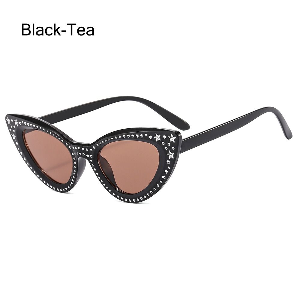 Stars Decor Cat Eye Sunglasses for Women Diamond Sun Glasses Rhinestone Bling Shades Y2K Cycling Driving Eyewear
