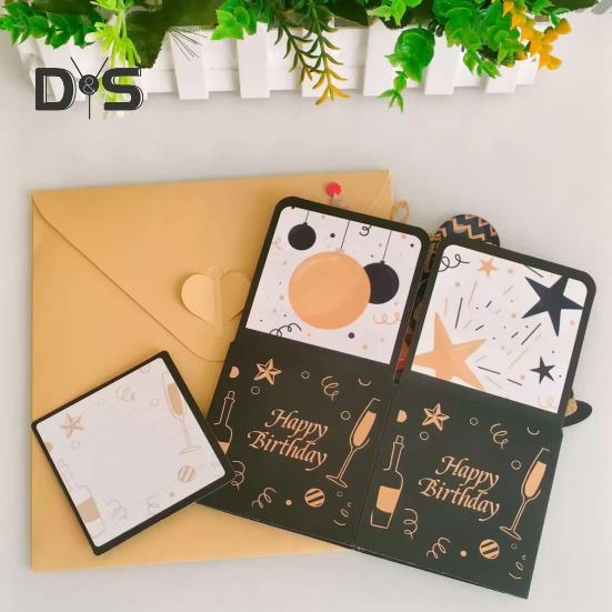 3D Birthday Card Pop-Up Happy Birthday Greeting Card Gift Box with Envelope Handmade Foldable Celebration Card for Family&Friend