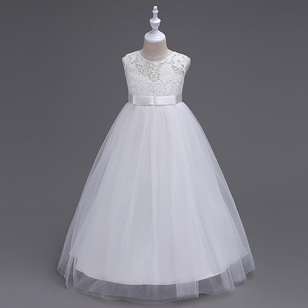 Vestido de Princesa de Renda de Cintura Alta Estilo Coreano com Saia de Tule para Damas de Honra