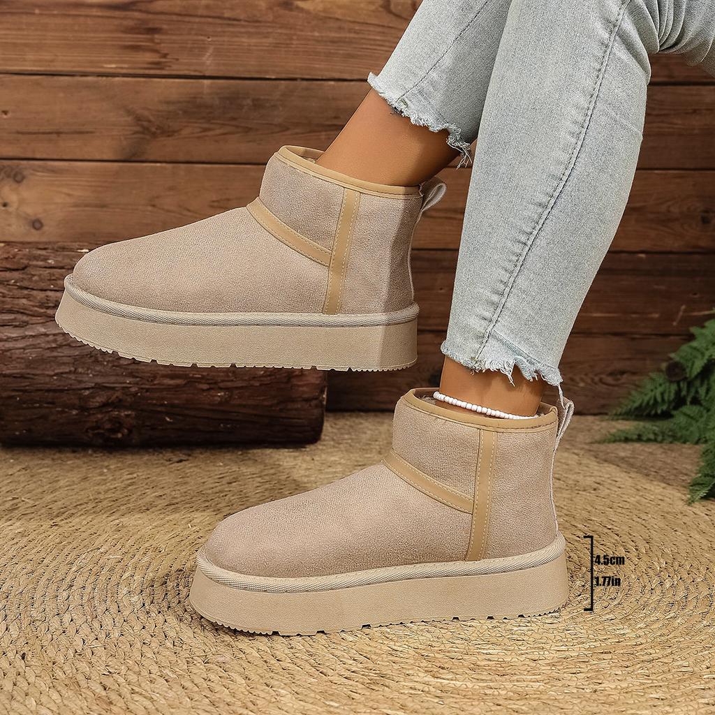 Thick-soled snow boots women's 2025 new winter velvet thickened warm short boots one-pedal sleeve Northeast large cotton shoes