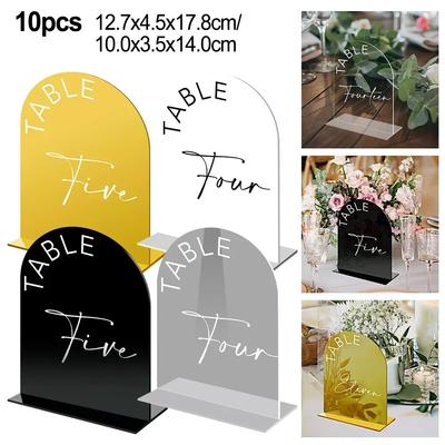 Tischnummern für Hochzeiten – Elegante Acrylschilder mit Ständern, Tischnummern 1–10, Tischnummernschild, Acryltafeln und Schilder