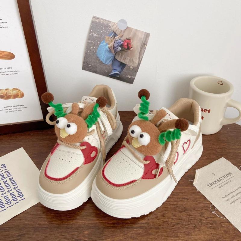 Maillard ugly cute platform white shoes women's niche 2025 winter new chic versatile student sports shoes