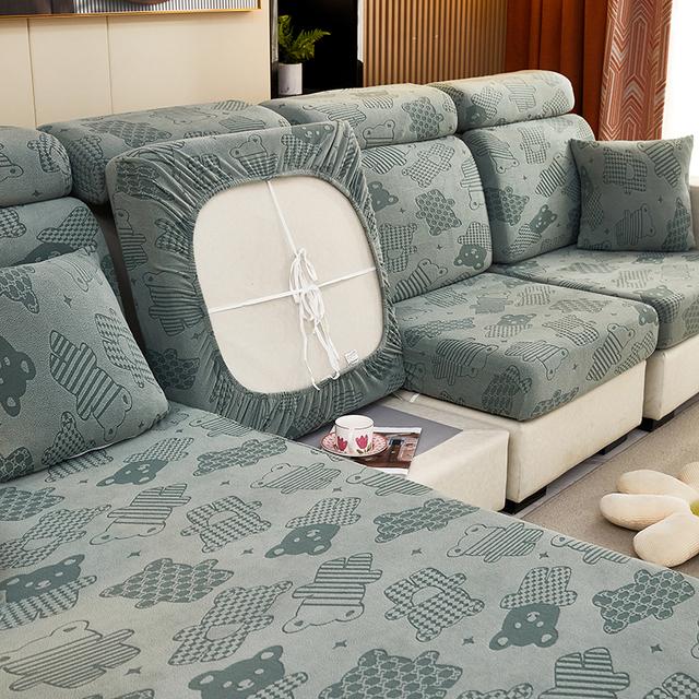 Plush Sofa Cover Sofa Cushion Pad Slipcover Seat Cover Elasticized Used For L Shape Chaselong Sofa Keep Warm Washable
