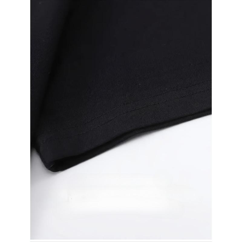 European Sizes Men's Print T-Shirt - Soft Breathable Streetwear Tee with 3D Lettering, Short Sleeve Round Neck Casual & Work Wear, Machine Washable