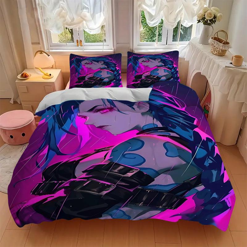 3pcs Jinx Home Decor Bedding Set-Universal Three-Piece Suit for Bedroom, Guest Room, Living Room, Hotel, Festival Gift, Fan-Favorite, Travel