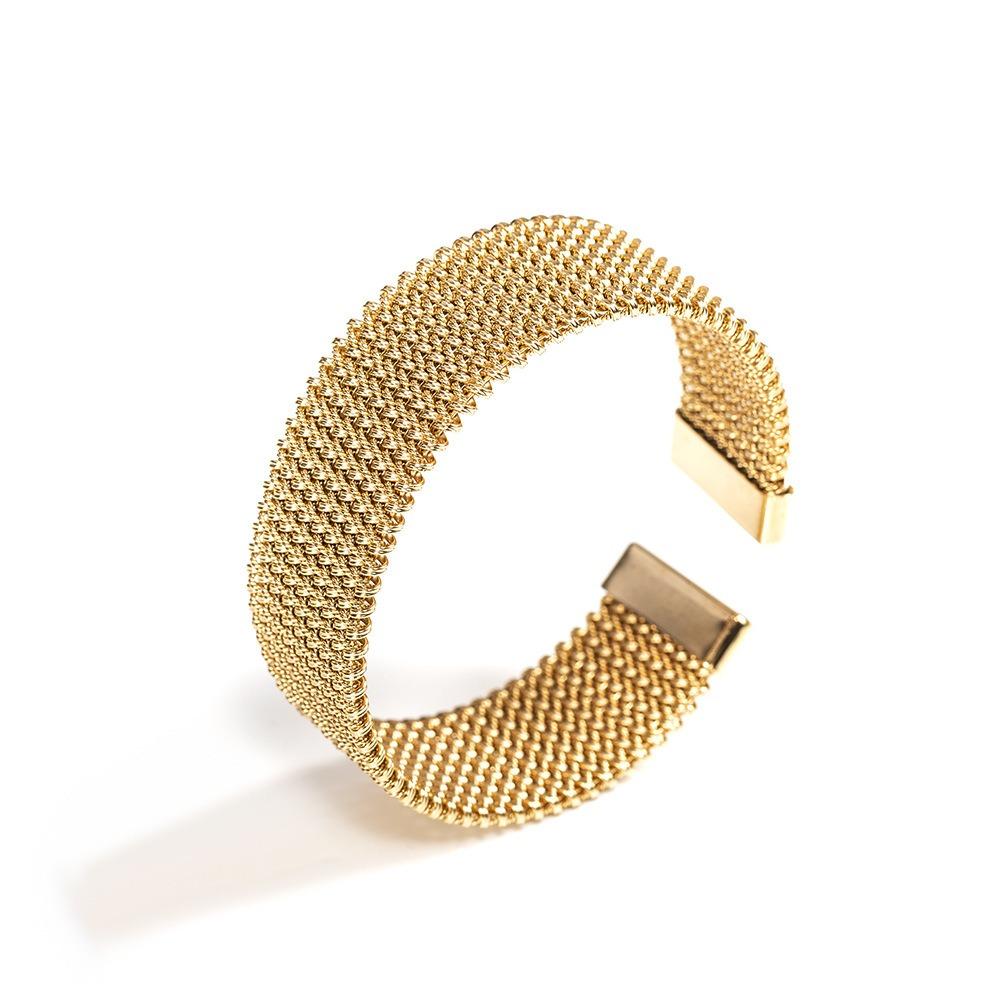 Vintage Weave Cuff Bracelet Waterproof Braided Mesh Bracelet Open Cuff Bangle  Men Jewelry
