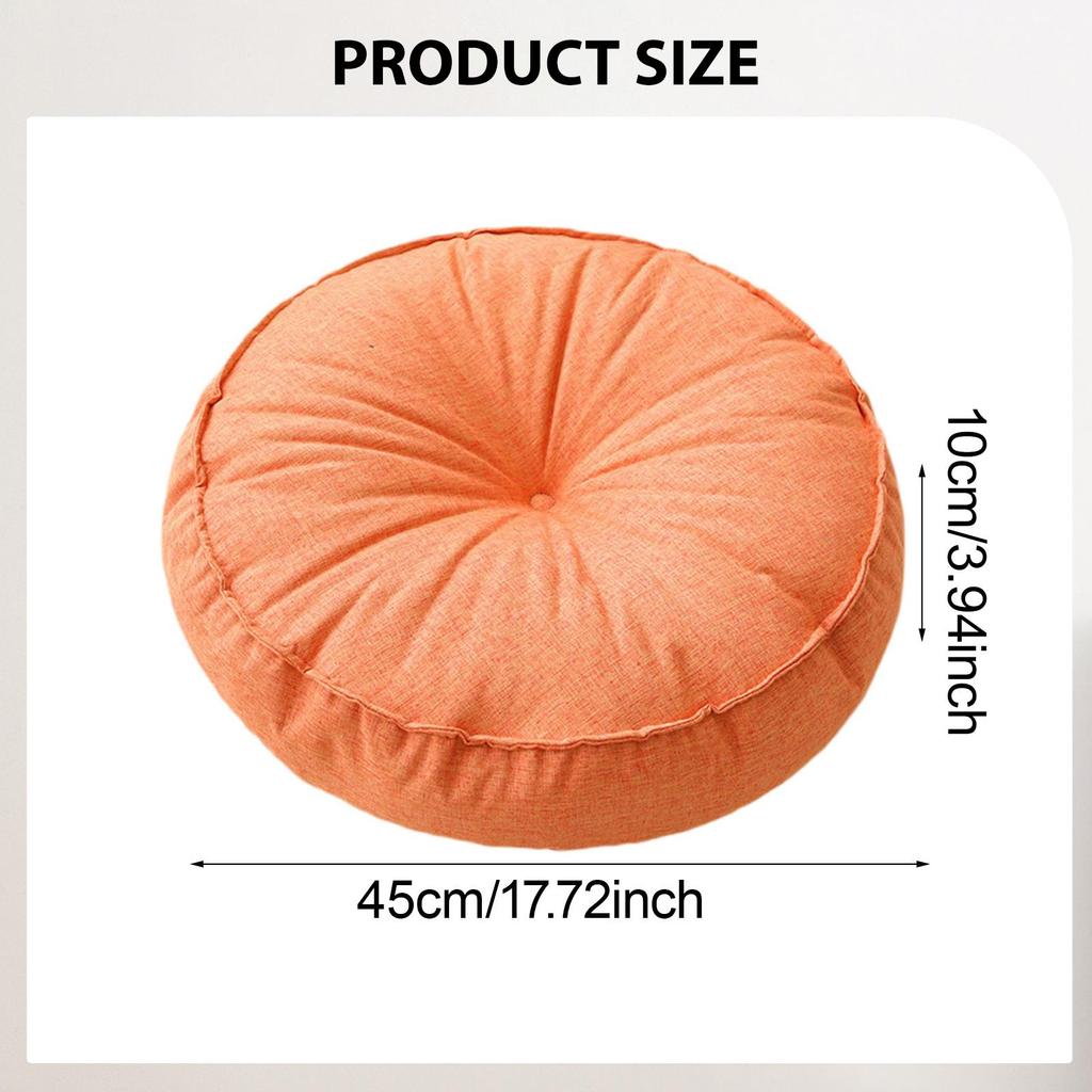 Soft Linen Round Floor Pillow Multi Functional Seat Cushion Decorative Pad for Living Room Bedroom Garden Outdoor