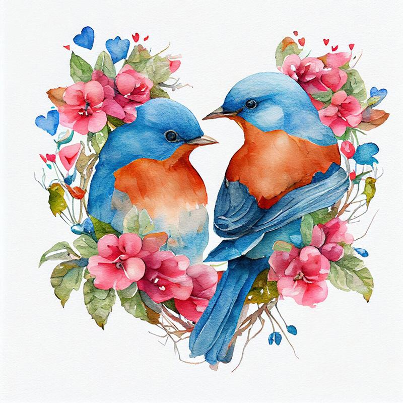 

T786#Серця Птахи Наклейка на стіну Дитяча кімната Фон для домашнього декору Фреска Шпалери для вітальні Смішна наклейка C-29.4x30cm-PET