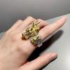 Two Tone Dragon Ring Adjustable Dragon Shape Ring Animal Ring  Index Finger Ring