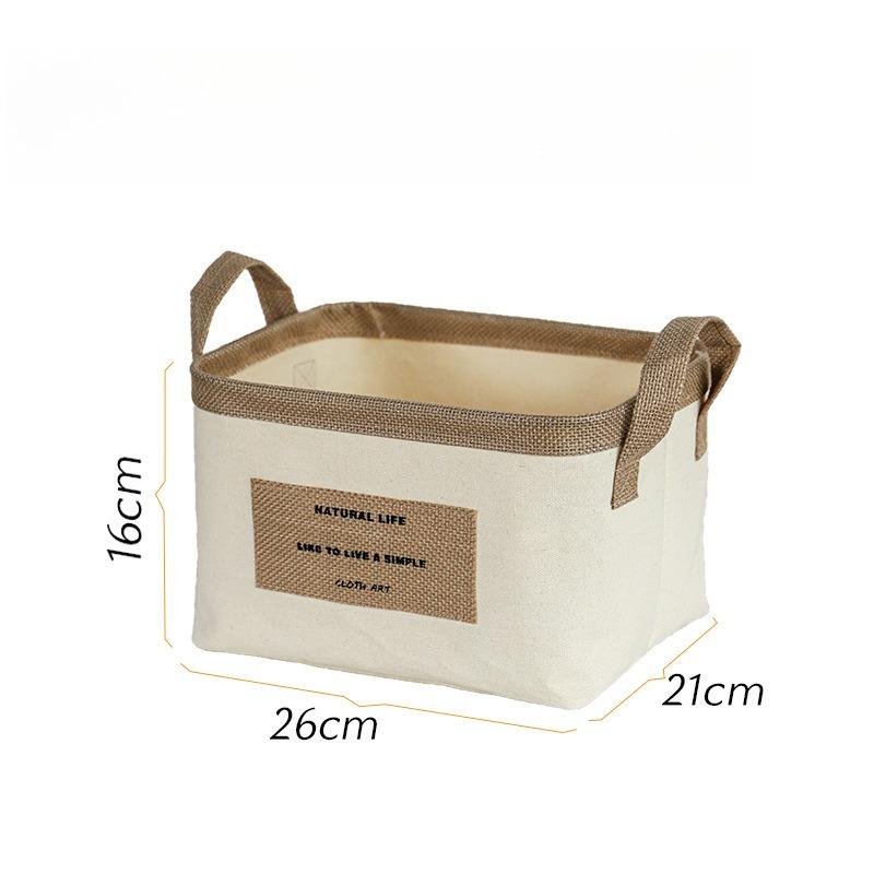 Household Clothing Storage Box Foldable Large Capacity Fabric Desktop Snack Toy Storage Basket Book and Miscellaneous Sorting Basket with Handle