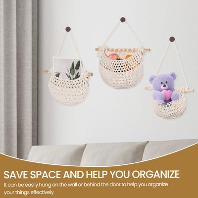 Cotton Linen Wall Hanging Fruit Basket 3 Layer Over the Door Organizer Classified Storage Hanging Storage Bag for Household