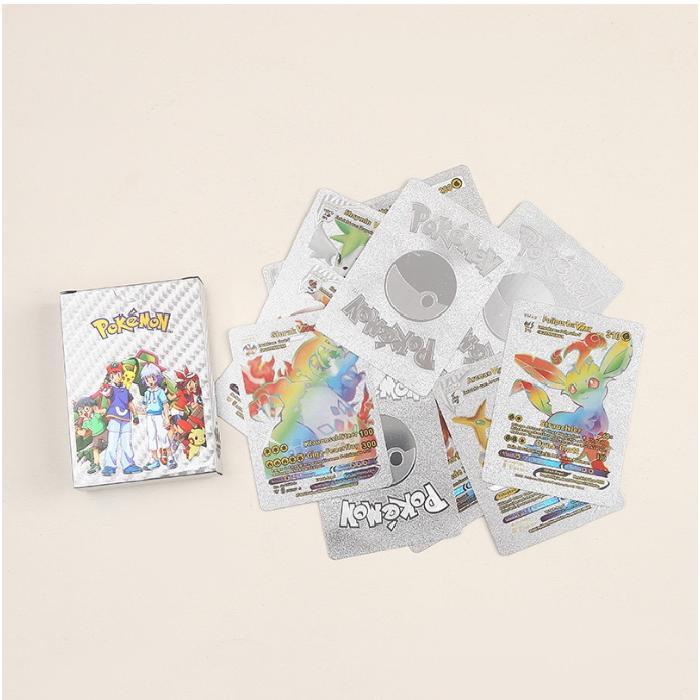 

POKEMON Card 55pcs in English Gold Silver Black Vmax GX Energy Card Charizard Pikachu Rare Collection Battle Trainer Card Kids Toy Gift 55pcs x Silver Card
