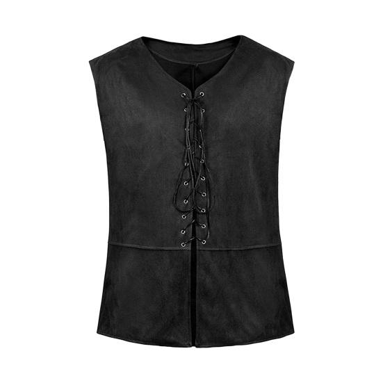 

Жилет в стиле панк, готический, ренессансный, со шнуровкой, ретро-жилет, V-образный вырез, без рукавов, однотонный, для ролевых игр на Хэллоуин S чёрный