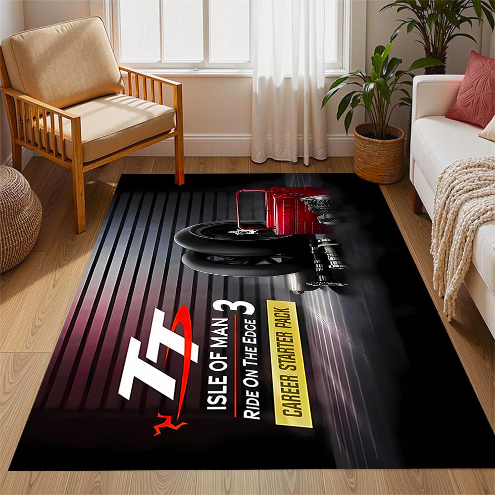 Isle Of Man Tt Course Map Themed Anti-Slip Rugs - Polyester Home Decor, Suitable for Bedrooms, Living Rooms, Doorways, Studios, and Decorations