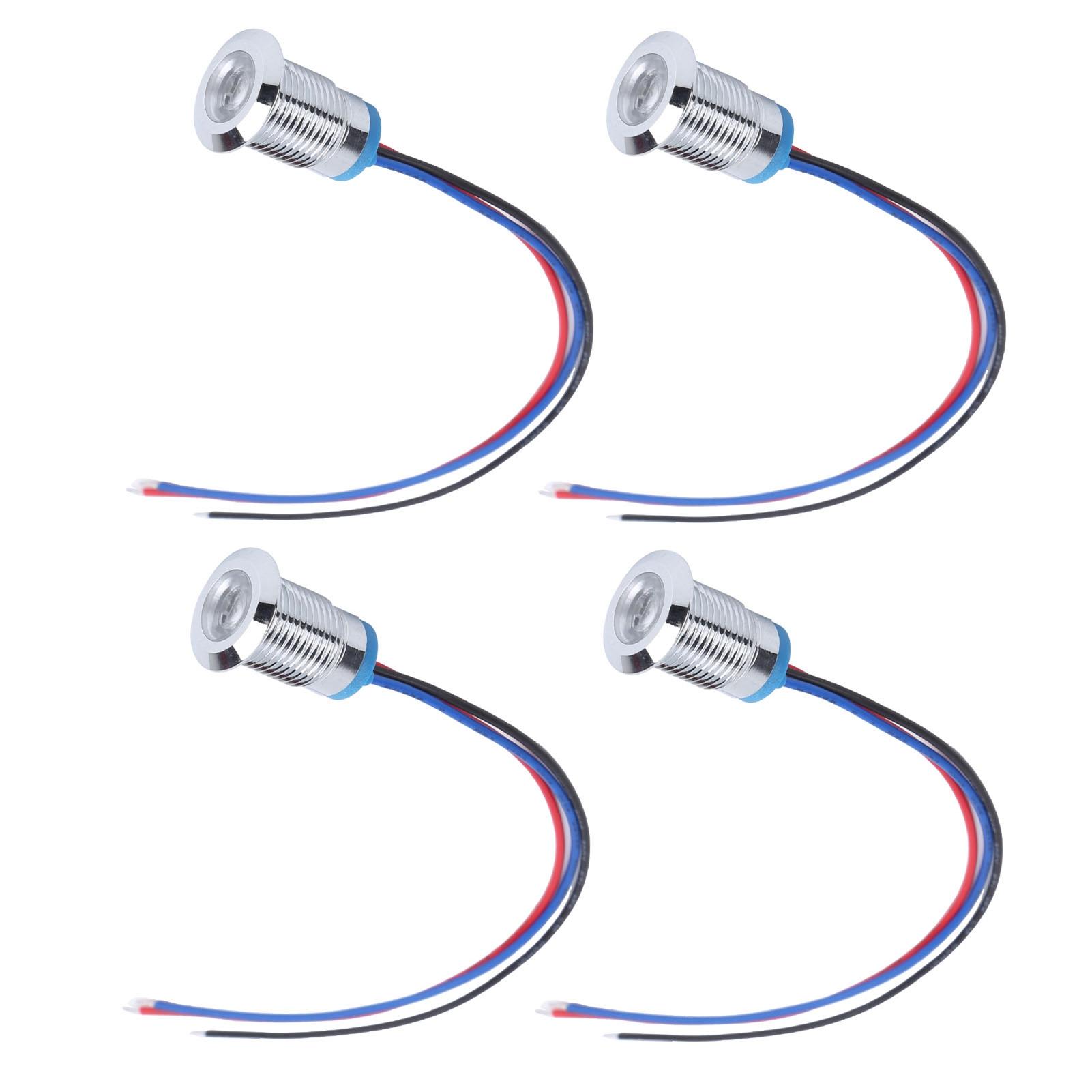 

4 комплекта предварительно смонтированных круглых светодиодов, водонепроницаемые двухцветные индикаторные лампы с общим катодом 12 мм 36 В(Красный и зеленый