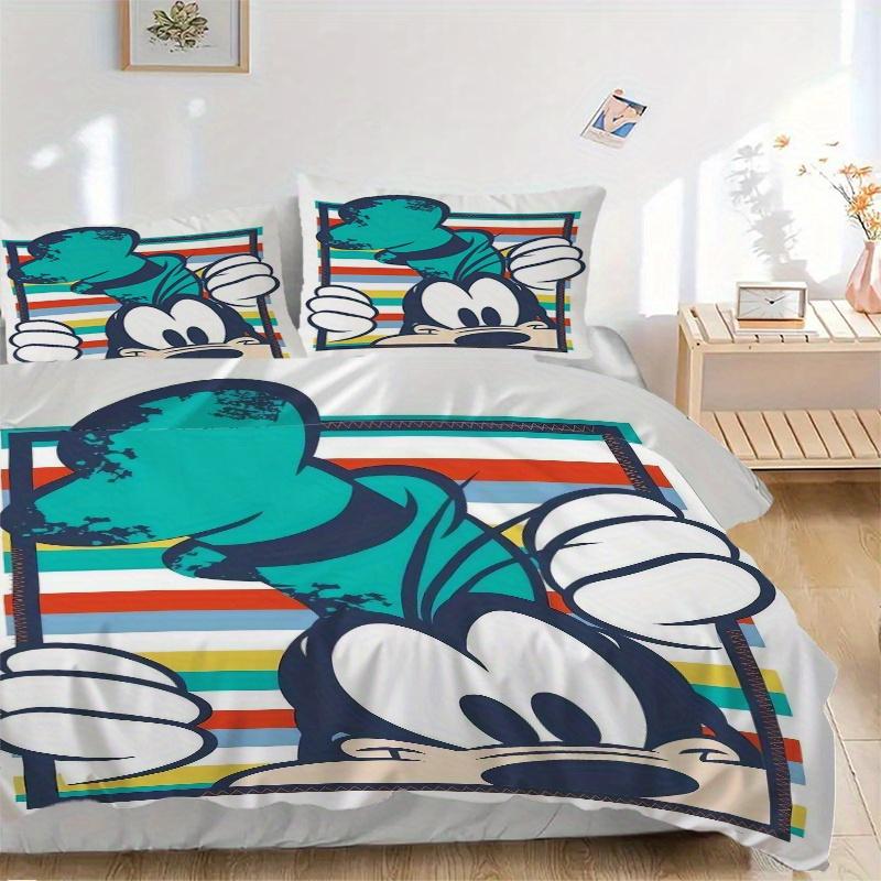 

3pcs Disney Color Stripes Goofy Bedding Set - Includes 1 Quilt Cover and 2 Pillowcases, Comfortable Bedding with Stylish Design for Bedroom, Mach 135x200cm