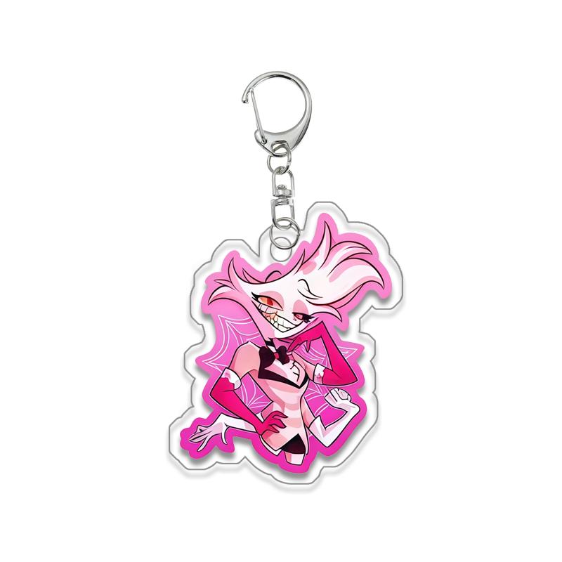 Anime for Hazbin Hotel Angel Dust Alastor Husk Charlie Morningstar Vaggie Acrylic Keychain Backpack Pendant Key Ring Decoration