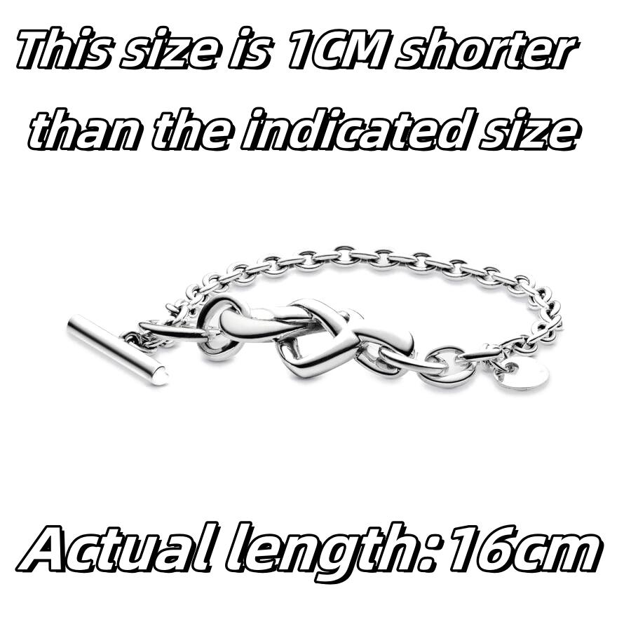 925 Silver Original 17-21CM Pearl Heart-Shaped Hard Ring Square Buckle Round Bracelet Fit for DIY Mini Birthday Jewelry Gifts