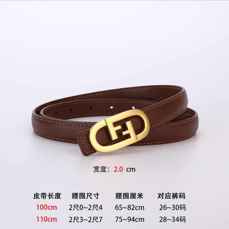 F Letter Buckle Premium Sense Business Belt Genuine Leather Women'S Cowhide Alloy Smooth Buckle Belt Belt