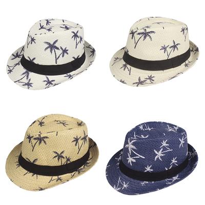 Chapeau de paille d'été pour enfants, imprimé, pour bébés, garçons, Panama, jazz, pour l'extérieur, pour la plage et le soleil
