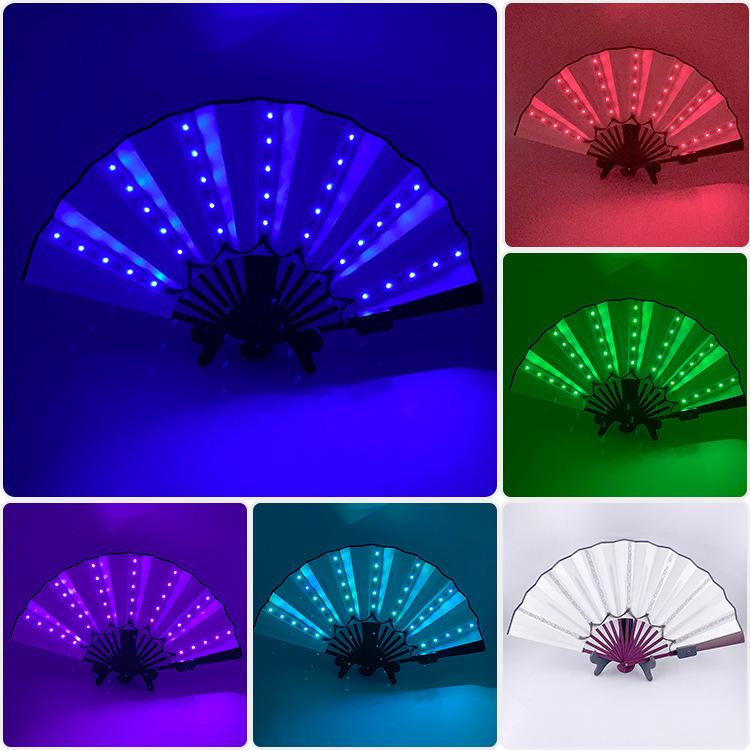 Rose Lace Edge LED Folding Fan - Wedding Gift & Dance Prop