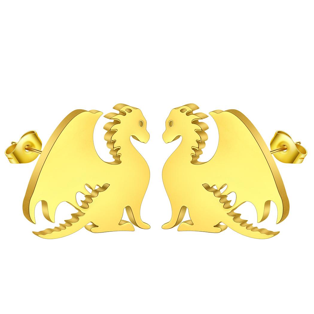 

Retro Dinosaur Stud Earring Women Student Teen Stainless Steel Zircon Punk Animal Earrings Accessories Gifts