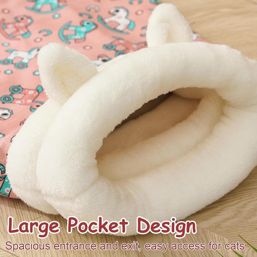 1 Pack Cozy Cat Sleeping Bag, Warm and Soft Cat Sack, Comfortable Pet Nest for Cats, Semi-Enclosed Design for Security and Warmth, Easy to Clean and