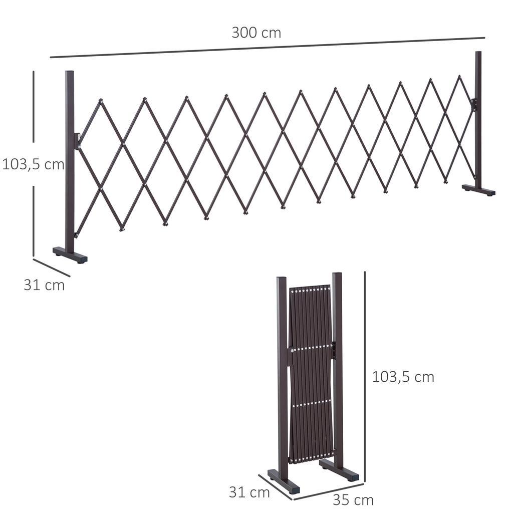 Expanding Trellis Fence, Freestanding Movable Fence, Foldable Garden Screen Panel, 300 x 103.5 cm, Dark Brown