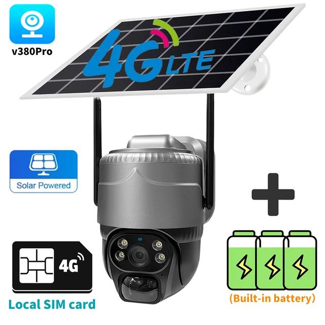 V380 Pro PIR Algılama PTZ Kablosuz Dış Mekan Gözetim Kamerası Wifi 4G SIM Güneş Paneli IP Otomatik Takip CCTV