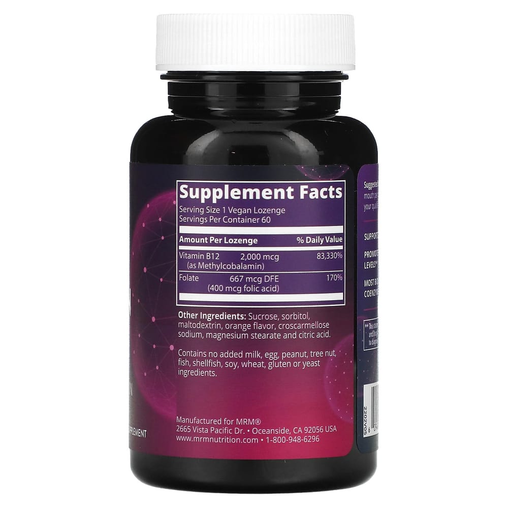 MRM Nutrition Vitamin B-12 Veggie Lozenges, 60 Tablets